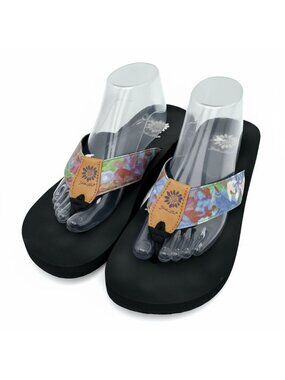 Yellow Box Womens Size 10 Fulara Floral Tie Dye Flip Flop Sandals Resort Beach